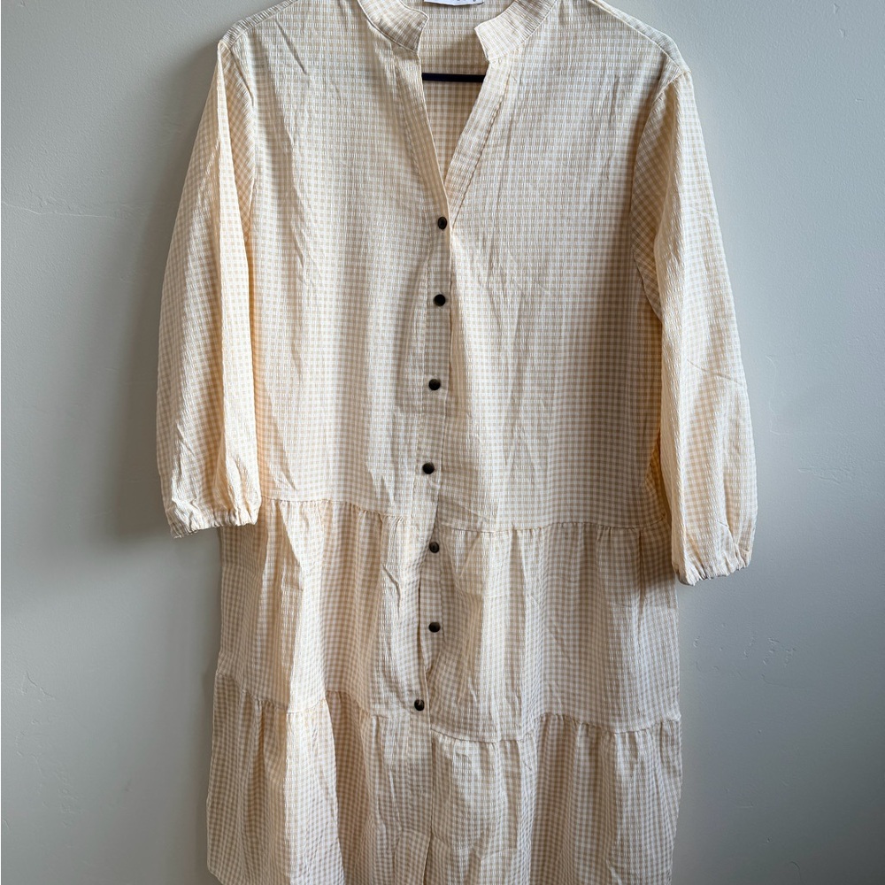 Cream Gingham Dress